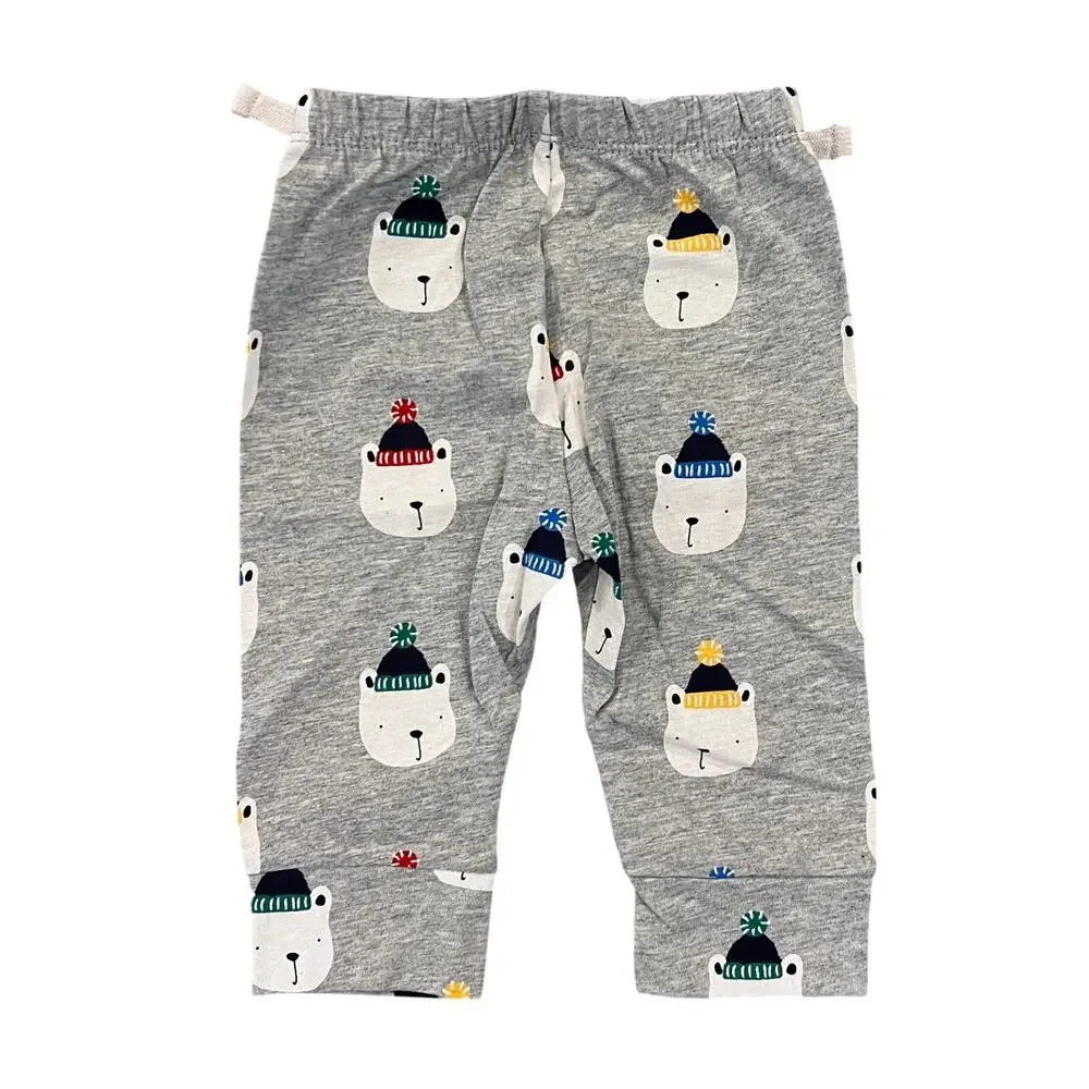 NWT GAP Baby Grey W/Polar Bear Print Bodysuit & Pull-On Pants - SIZE 3-6M